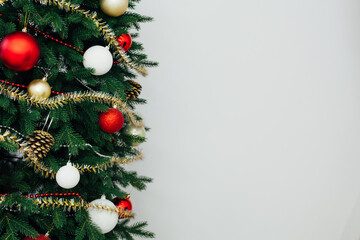 branches of the Christmas tree pine new year place for inscription