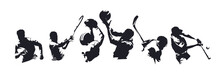 Sports, Set Of Athletes Of Various Sports Disciplines. Isolated Vector Silhouettes. Hockey, Football, Basketball, Rugby, Baseball, Tennis. Group Of People