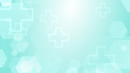 Wall Mural - hexagon cross geometric blue green pattern medical bright background. abstract graphic design techno