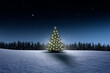 Winterliche Landschaft mit Tannenwald und Weihnachtsbaum