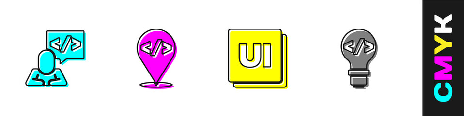 Set Front end development, , UI or UX design and icon. Vector.