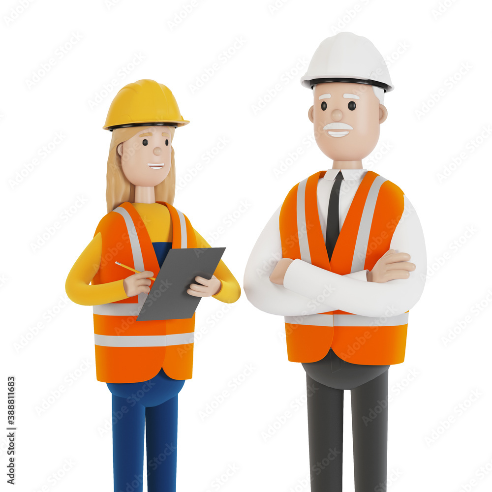 Quality control, production inspection. A civil engineer tells a female  inspector about the work done. 3D illustration in cartoon style. Stock  Illustration | Adobe Stock, image size:1000x1000