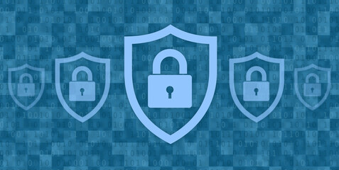 Fototapete - Illustration of padlocks with keyhole icon in the guard shield