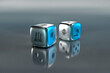 © Rana Dias/Caia Image - Pair of dice with environmental damage symbols