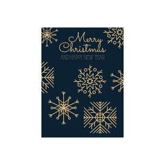 Wall Mural - christmas minimalist card with decorative snowflakes, colorful design