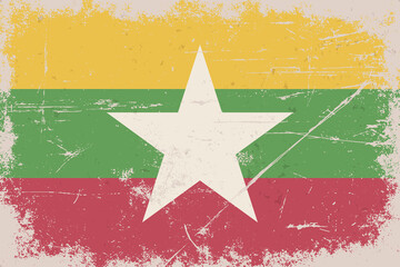 Wall Mural - Vintage flag of Republic of the Union of Myanmar