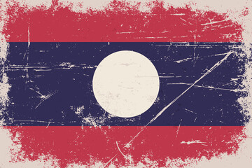 Wall Mural - Vintage flag of Laos. Lao People's Democratic Republic