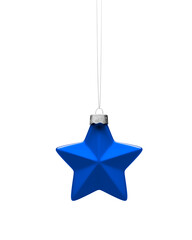 Wall Mural - Blue five-point star Christmas ornament.