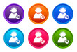 Tech support icon luxury bright round button set 6 color vector