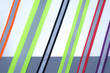 Reflective tape of different colors on a white background. textile sew-on reflective tape on clothes. gray reflective stripe retro-reflective element braid.