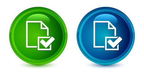 Wall Mural - Checklist icon artistic shiny glossy blue and green round button set