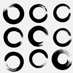 Poster - Grunge vector circles. Brush strokes set. Grunge round shapes. Vector illustration.