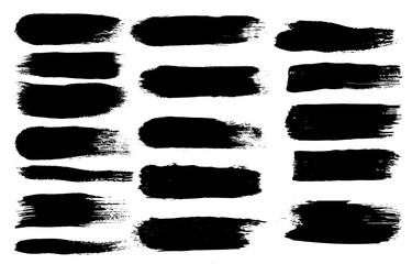 Vector black paint, ink brush stroke, brush, line or texture. Dirty artistic design element, frame or background for text.