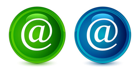 Wall Mural - Email address icon artistic shiny glossy blue and green round button set