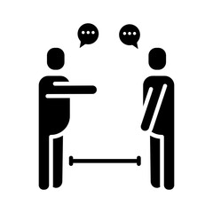 persons talking social distance silhouette style icon