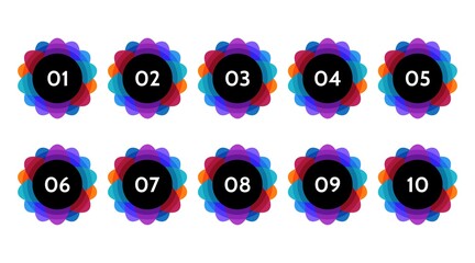 Fototapete - Bullet points data, info markers. icon arrow set. Number Flags 1 to 12 Flat design isolated vector. infographic illustration.