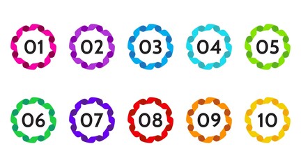 Fototapete - Bullet points data, info markers. icon arrow set. Number Flags 1 to 12 Flat design isolated vector. infographic illustration.