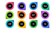 © form and form  - Bullet points data, info markers. icon arrow set. Number Flags 1 to 12 Flat design isolated vector. infographic illustration.