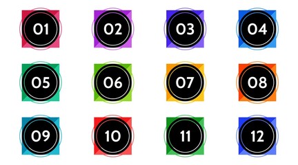 Fototapete - Bullet points data, info markers. icon arrow set. Number Flags 1 to 12 Flat design isolated vector. infographic illustration.