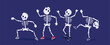 Funny dancing skeletons halloween party illustration 