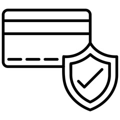 
Card guarding by a security shield marked with a tick, icon for payment security 
