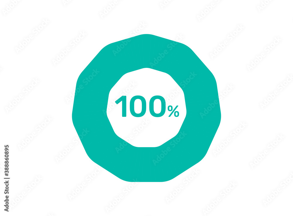 100% Percentage, Circle Pie Chart showing 100% Percentage diagram infographic for  UI, web Design