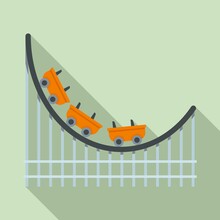 Scary Roller Coaster Icon. Flat Illustration Of Scary Roller Coaster Vector Icon For Web Design