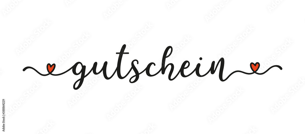 Hand sketched GUTSCHEIN word in German as banner. Translated GIFT VOUCHER. Lettering for poster, label, sticker, flyer, header, card, advertisement, announcement.. - obrazy, fototapety, plakaty 