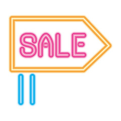 Poster - sale road sign icon, neon style