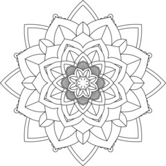 Easy Mandala coloring book simple and basic for beginners, seniors and children. Set of Mehndi flower pattern for Henna drawing and tattoo. Decoration in ethnic oriental, Indian style.