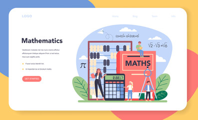Wall Mural - Math school subject web banner or landing page. Learning mathematics