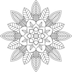 Easy Mandala coloring book simple and basic for beginners, seniors and children. Set of Mehndi flower pattern for Henna drawing and tattoo. Decoration in ethnic oriental, Indian style.