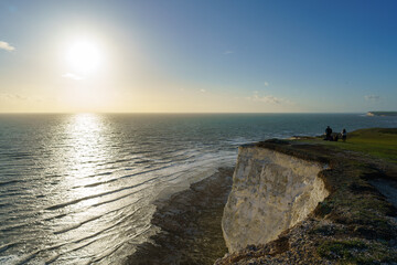 Wall Mural - Seven Sisters White Cliffs and Birling Gap Beach by the English Channel in East Sussex, UK