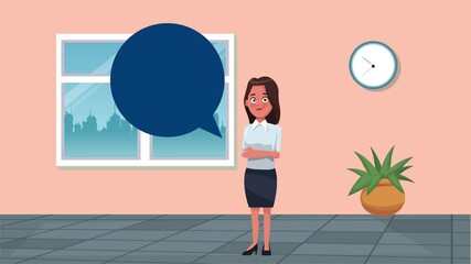 Wall Mural - elegant successful businesswoman talking animation