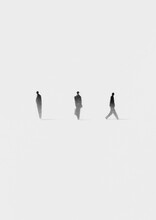 Black Silhouettes Of People On A White Background. Society Concept.