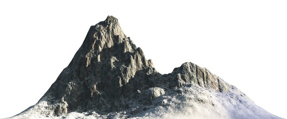 Fototapete - Snowy mountains Isolate on white background 3d illustration