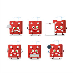 Sticker - Cartoon character of red dice with various chef emoticons