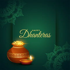 happy dhanteras diwali festival wishes card design