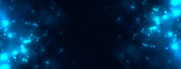 abstract blue bokeh light sparkles banner design