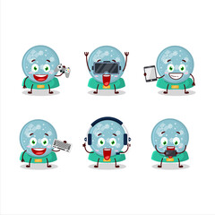 Sticker - Snowball with snowfall cartoon character are playing games with various cute emoticons