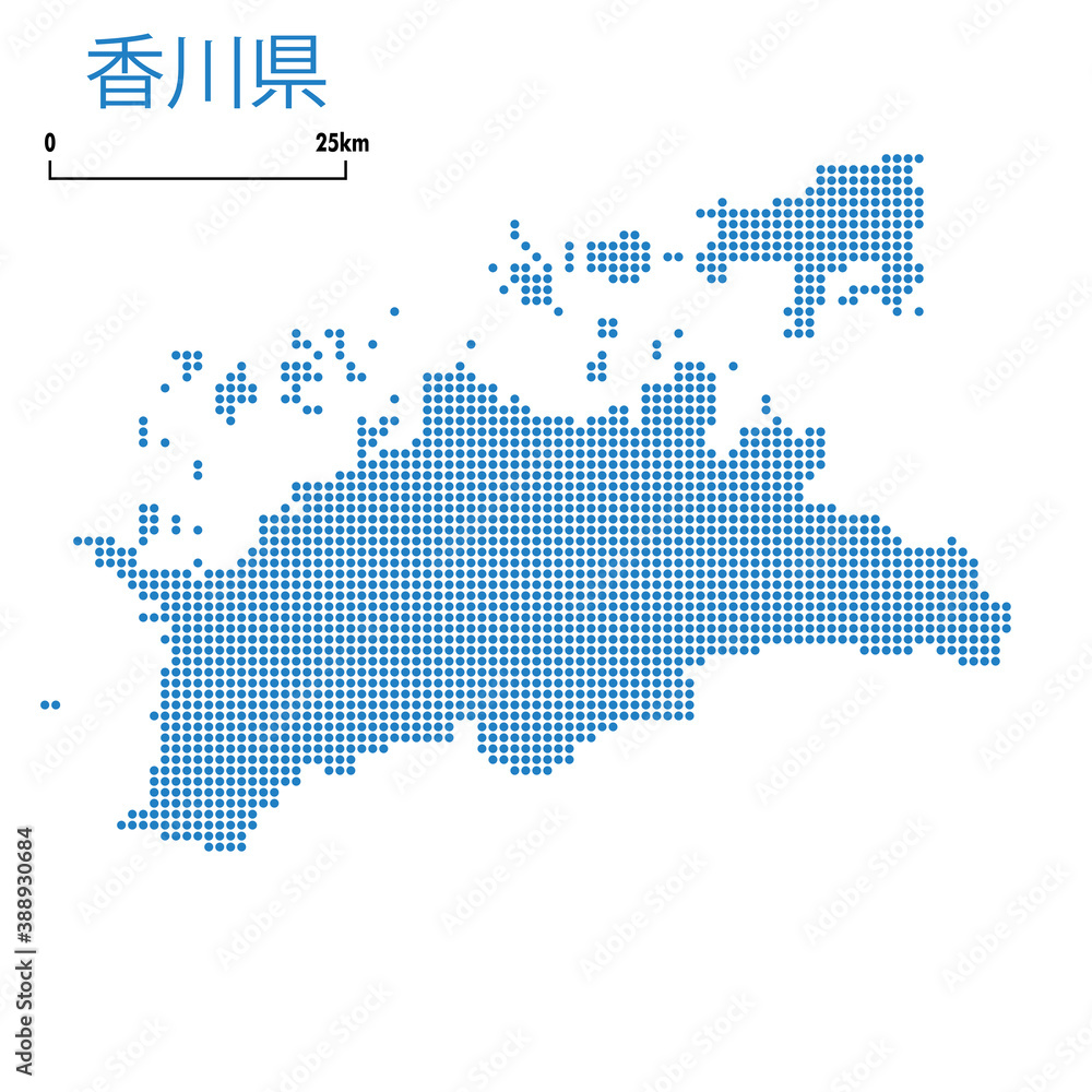 香川県の詳細地図四国地方 都道府県別ドット表現の地図のイラスト ベクターデータjapan Prefecture Map Fototapeta Na Wymiar Bajecznefototapety Pl