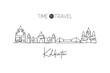 Single continuous line drawing of Kolkata city skyline, India. Famous city scraper and landscape home decor wall art poster print. World travel concept. Modern one line draw design vector illustration
