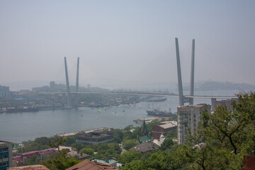 Vladivostok, Russia-July 7th 2013: Flash mob on Golden bridge