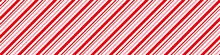 Candy Cane Christmas Background, Peppermint Diagonal Stripes Print Seamless Pattern.