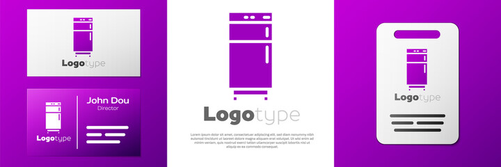 Poster - Logotype Refrigerator icon isolated on white background. Fridge freezer refrigerator. Household tech and appliances. Logo design template element. Vector.