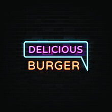 Delicious Burger Neon Sign, Neon Template