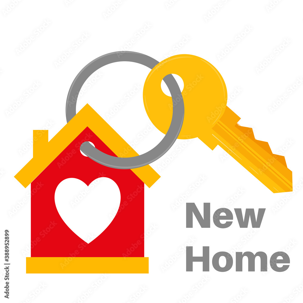 New Home House Key with love heart Icon Vector Illustration. Real ...