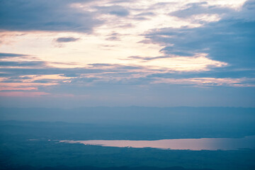 Poster - Panorama landscape view of the mountain and clouds.