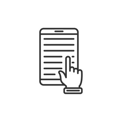 Wall Mural - hand touching tablet icon. vector black icon.