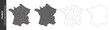 © agrus - 4 vector political maps of France with regions on white background